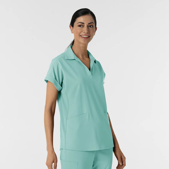 Wink Scrubs Women’s Flex-n-Reach Collared Scrub Top Turquoise | scrub-supply.com