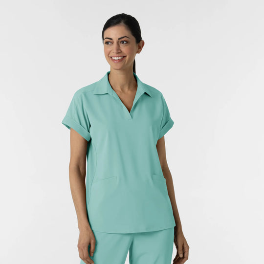 Wink Scrubs Women’s Flex-n-Reach Collared Scrub Top Turquoise | scrub-supply.com