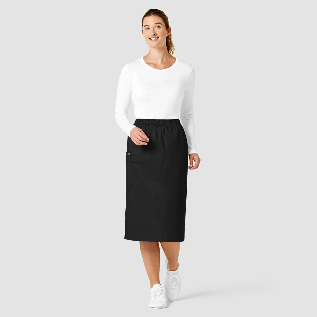 Wink Scrubs Women's Pull On Cargo Skirt Black | scrub-supply.com