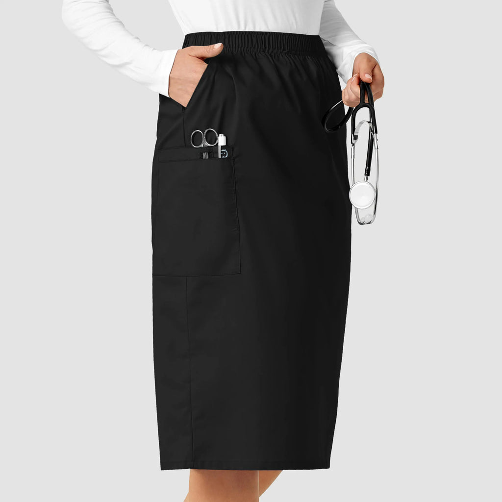 Wink Scrubs Women's Pull On Cargo Skirt Black | scrub-supply.com