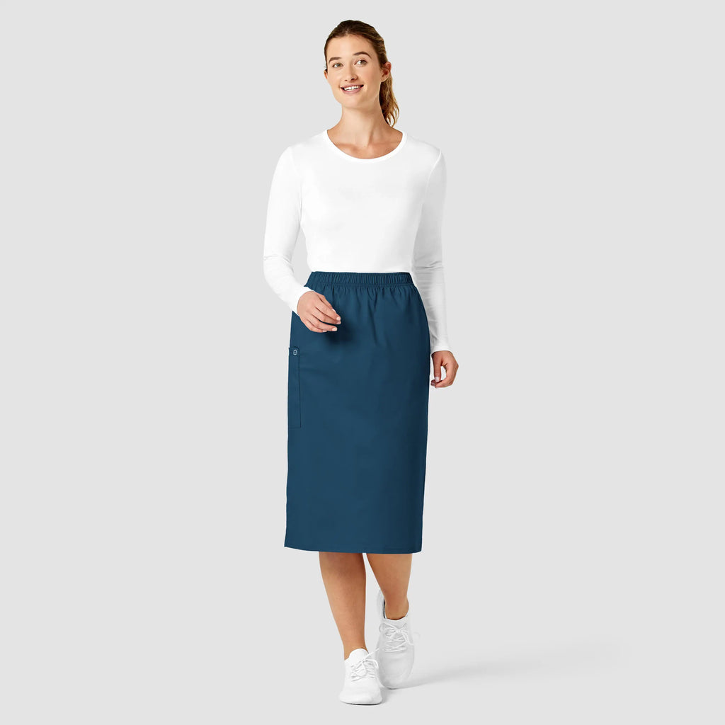 Wink Scrubs Women's Pull On Cargo Skirt Caribbean Blue | scrub-supply.com