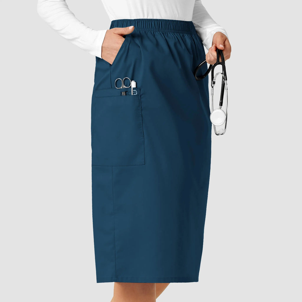 Wink Scrubs Women's Pull On Cargo Skirt Caribbean Blue | scrub-supply.com