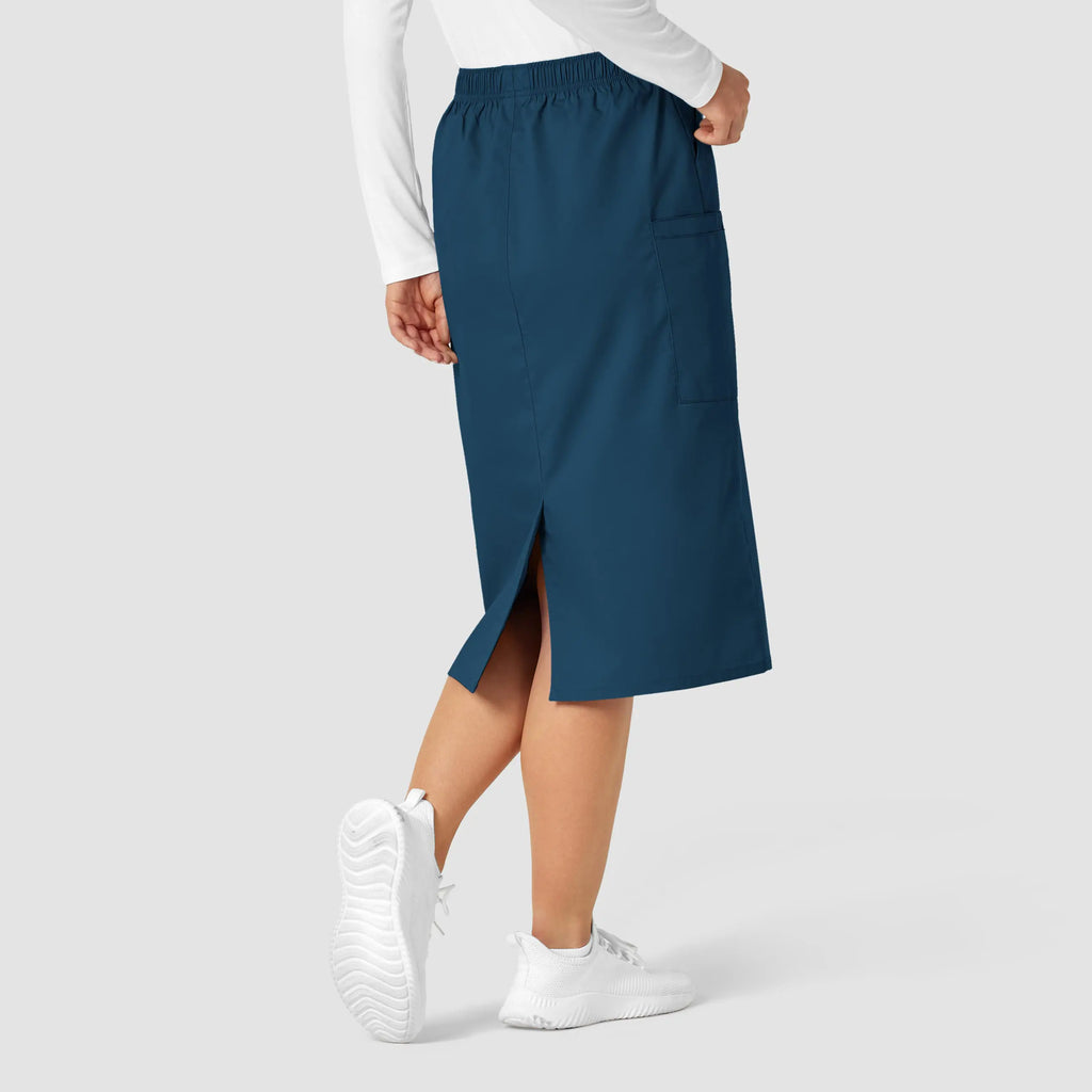 Wink Scrubs Women's Pull On Cargo Skirt Caribbean Blue | scrub-supply.com