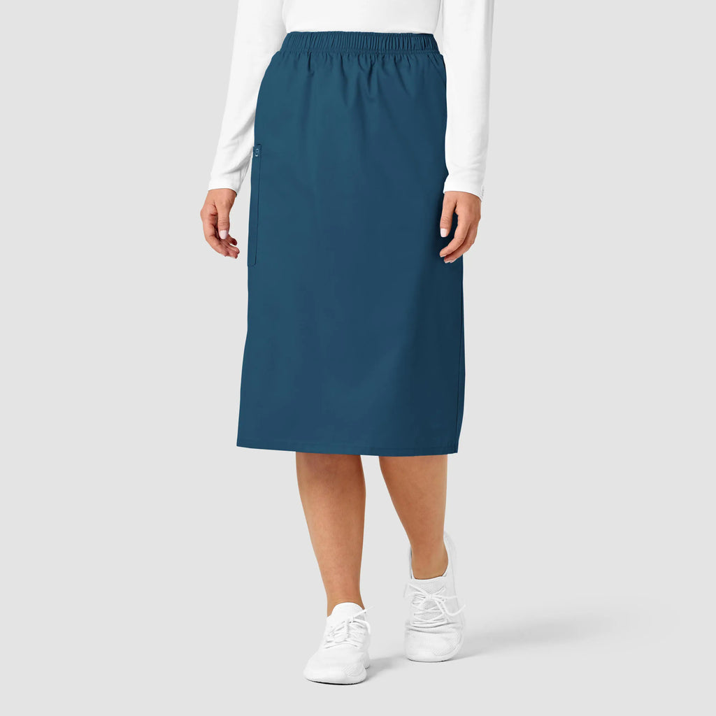 Wink Scrubs Women's Pull On Cargo Skirt Caribbean Blue | scrub-supply.com