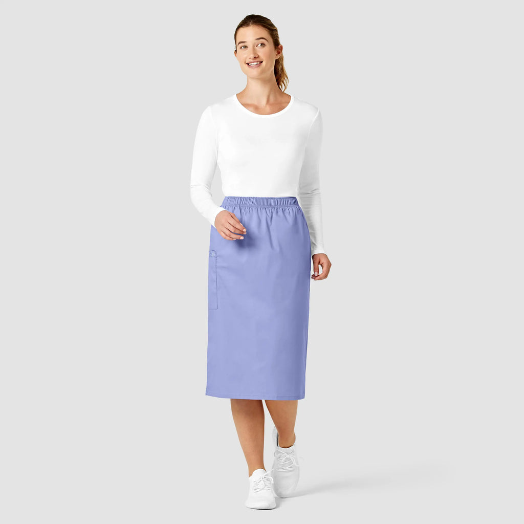 Wink Scrubs Women's Pull On Cargo Skirt Ceil Blue | scrub-supply.com