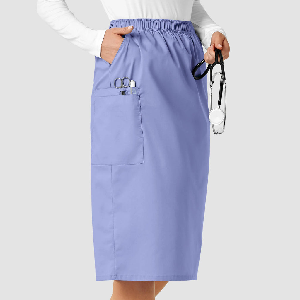 Wink Scrubs Women's Pull On Cargo Skirt Ceil Blue | scrub-supply.com