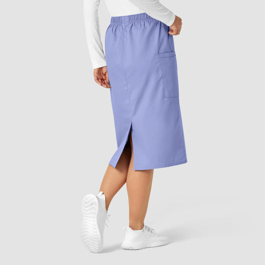 Wink Scrubs Women's Pull On Cargo Skirt Ceil Blue | scrub-supply.com
