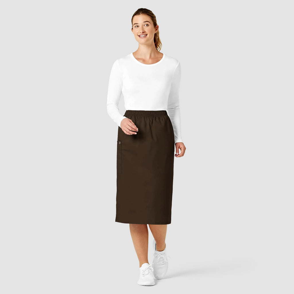 Wink Scrubs Women's Pull On Cargo Skirt Chocolate | scrub-supply.com