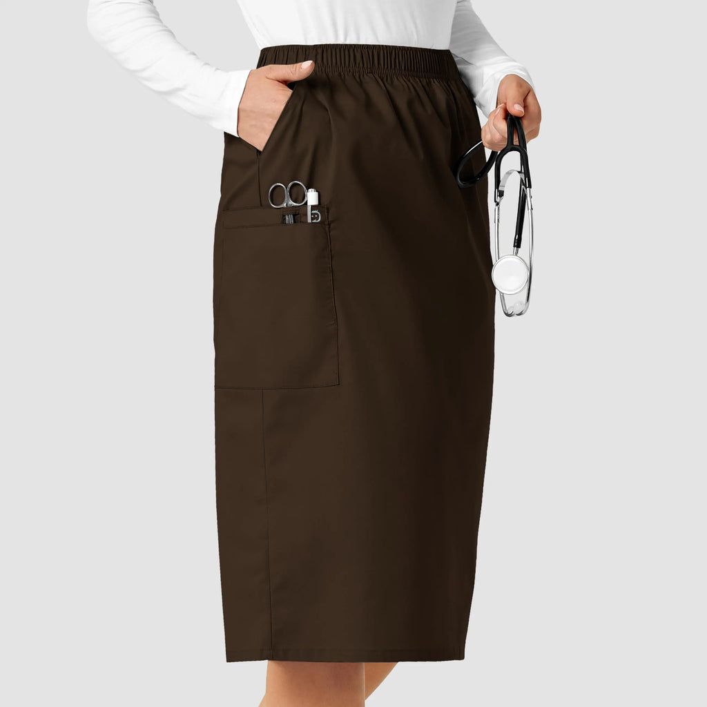 Wink Scrubs Women's Pull On Cargo Skirt Chocolate | scrub-supply.com