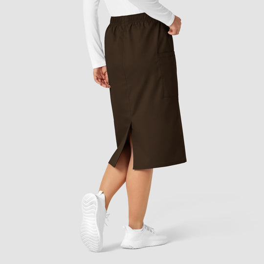 Wink Scrubs Women's Pull On Cargo Skirt Chocolate | scrub-supply.com