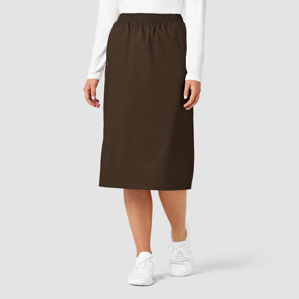 Wink Scrubs Women's Pull On Cargo Skirt Chocolate | scrub-supply.com