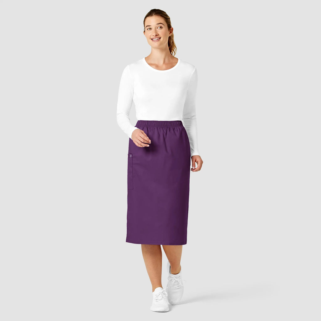 Wink Scrubs Women's Pull On Cargo Skirt Eggplant | scrub-supply.com