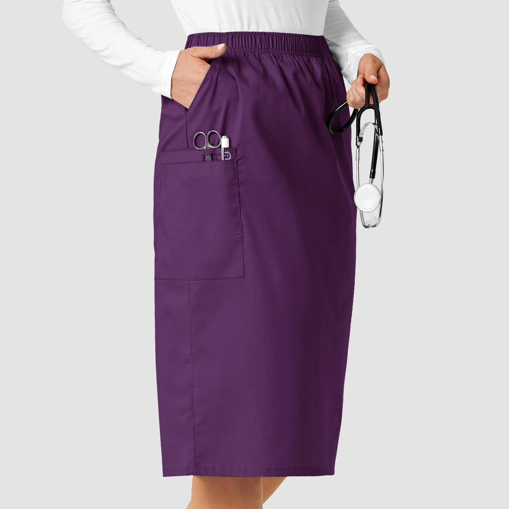 Wink Scrubs Women's Pull On Cargo Skirt Eggplant | scrub-supply.com