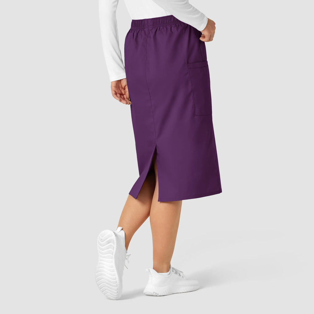 Wink Scrubs Women's Pull On Cargo Skirt Eggplant | scrub-supply.com