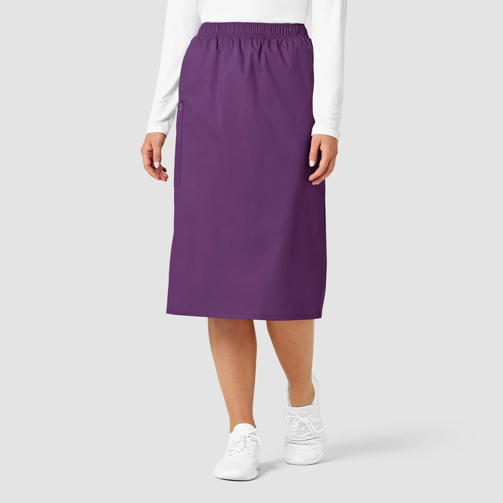 Wink Scrubs Women's Pull On Cargo Skirt Eggplant | scrub-supply.com