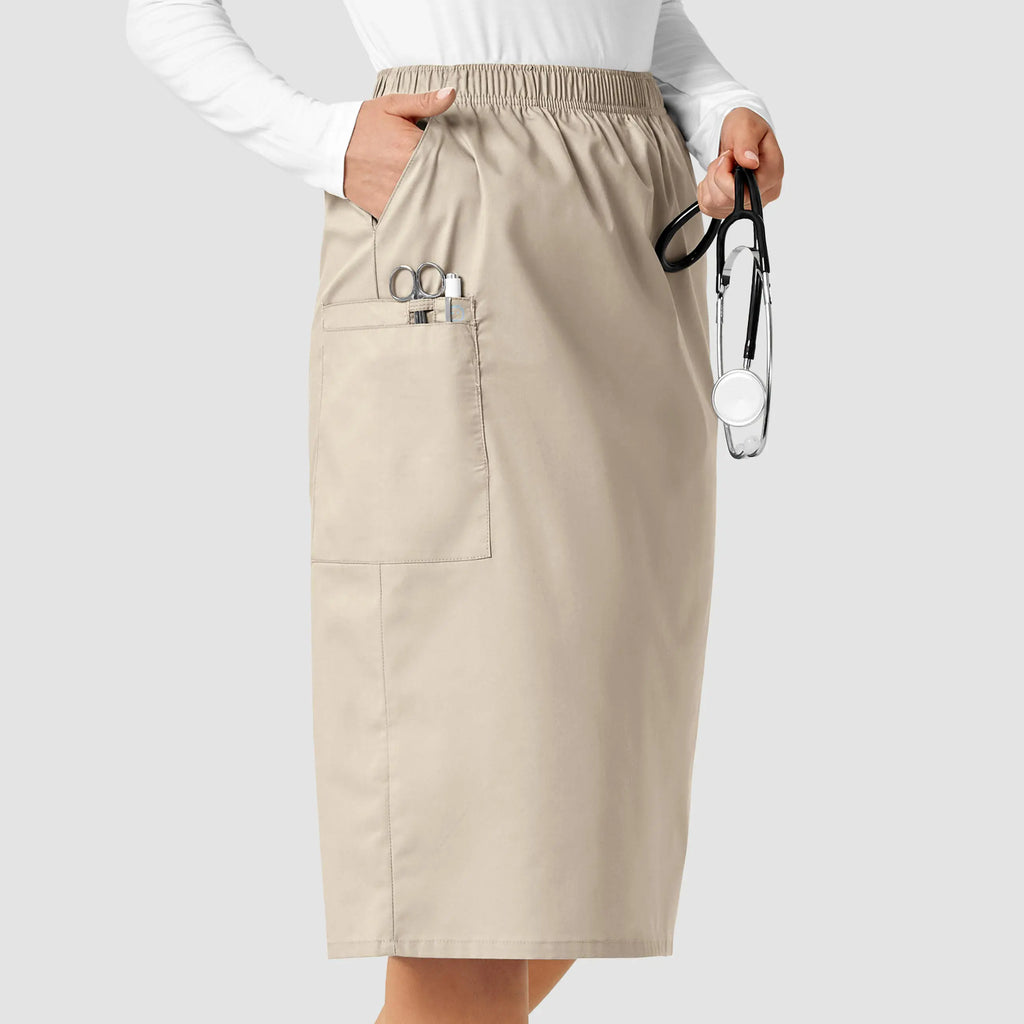 Wink Scrubs Women's Pull On Cargo Skirt Khaki | scrub-supply.com