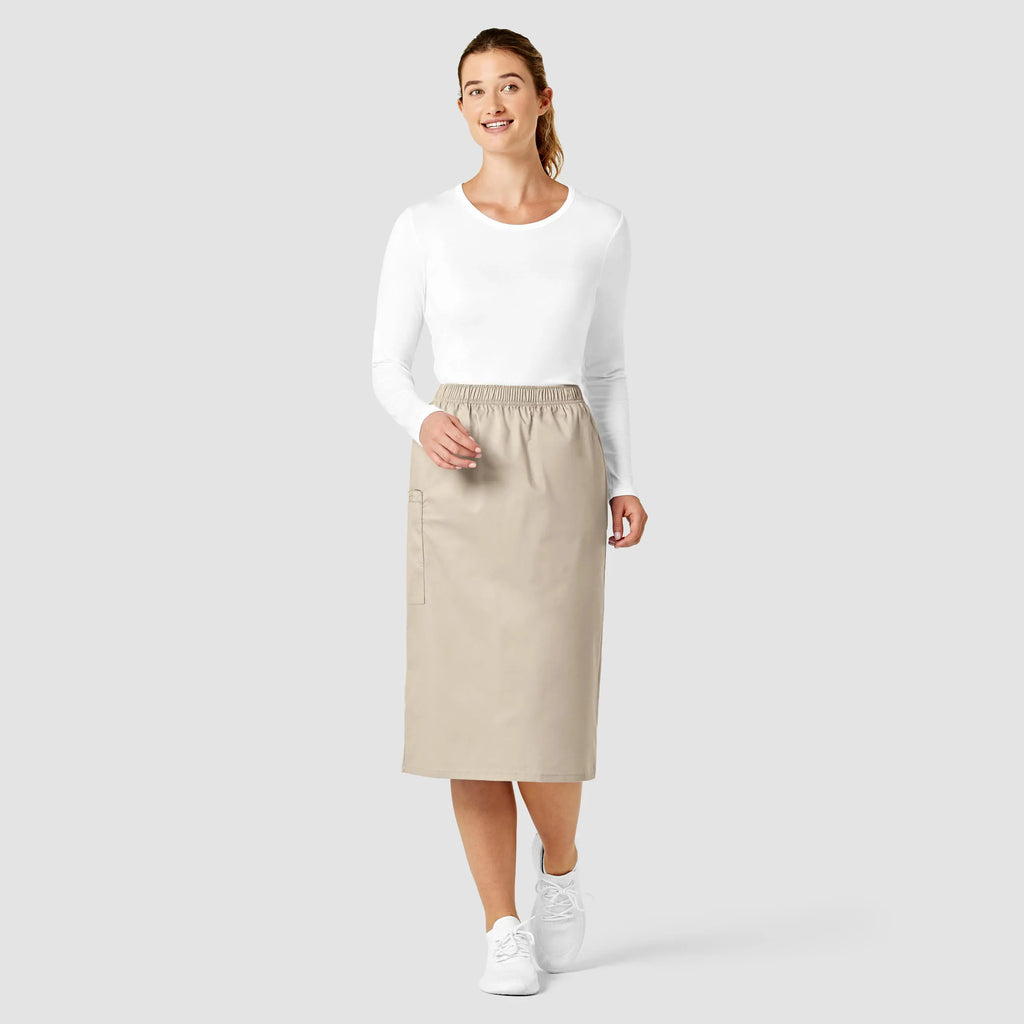 Wink Scrubs Women's Pull On Cargo Skirt Khaki | scrub-supply.com