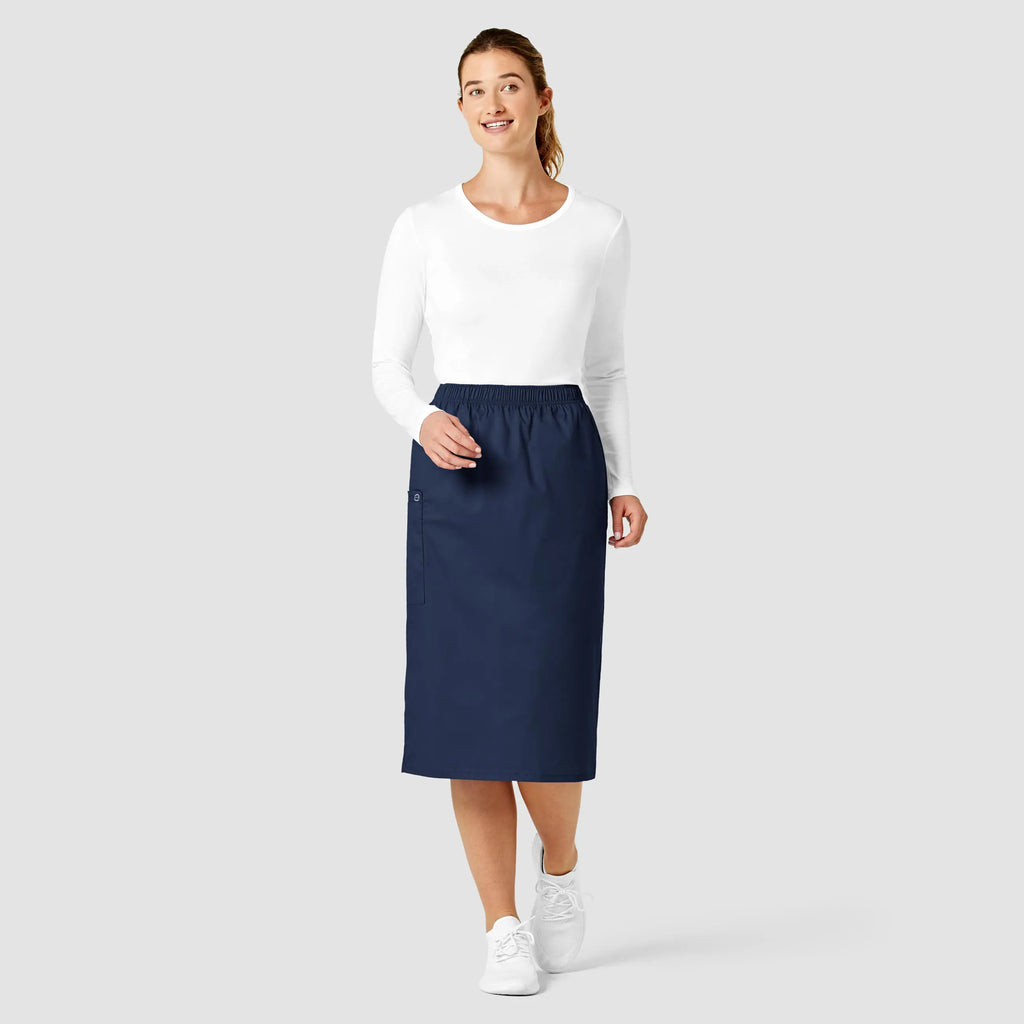 Wink Scrubs Women's Pull On Cargo Skirt Navy | scrub-supply.com