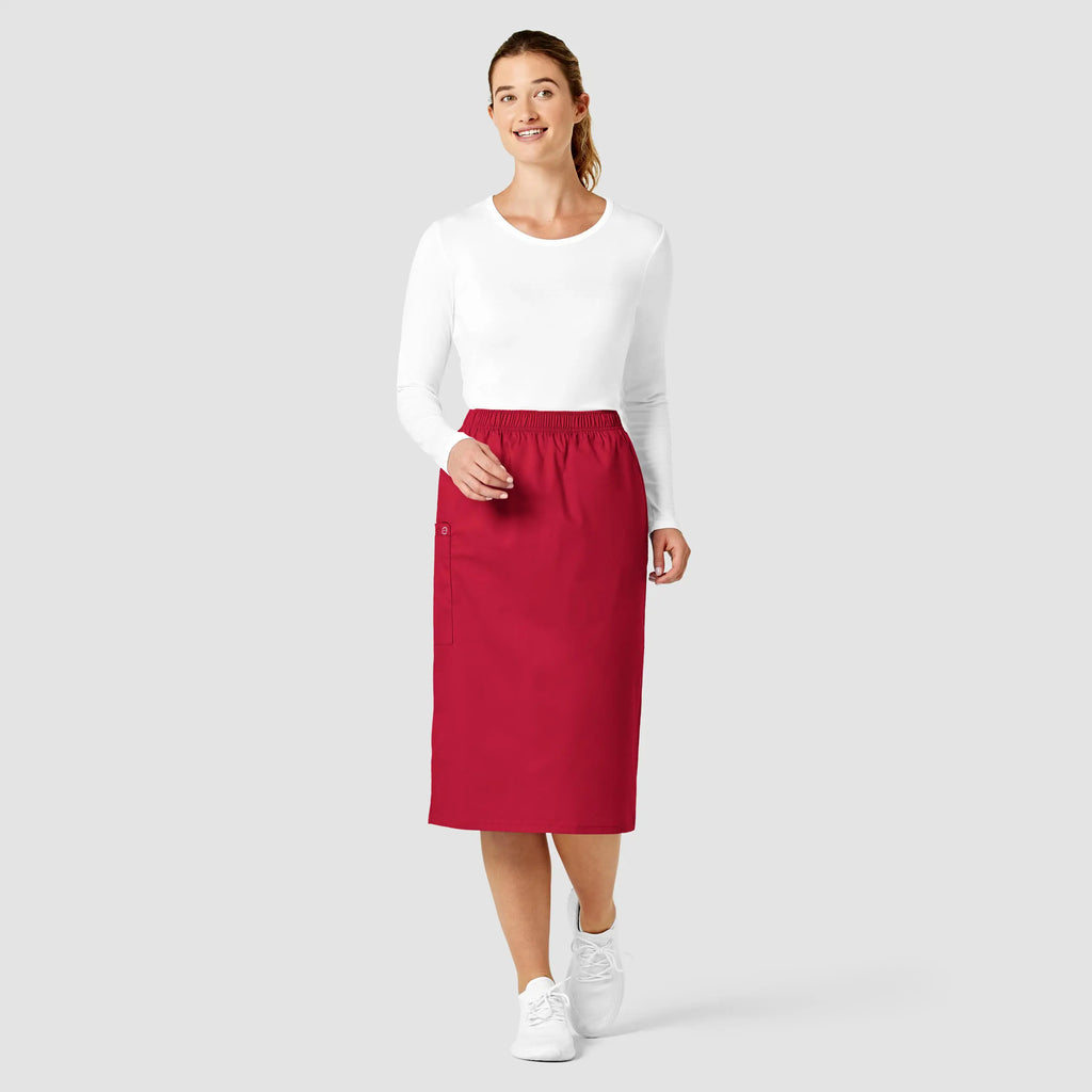 Wink Scrubs Women's Pull On Cargo Skirt Red | scrub-supply.com