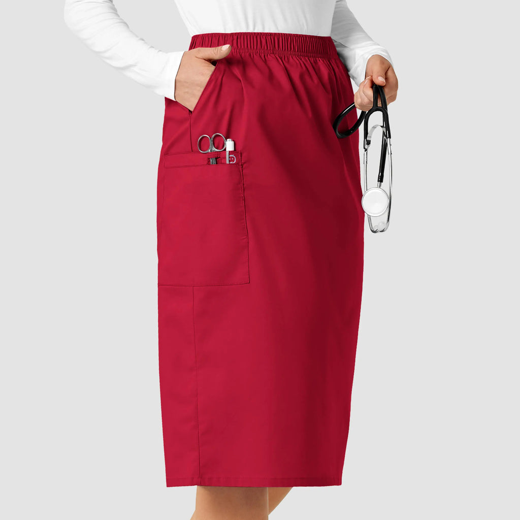 Wink Scrubs Women's Pull On Cargo Skirt Red | scrub-supply.com