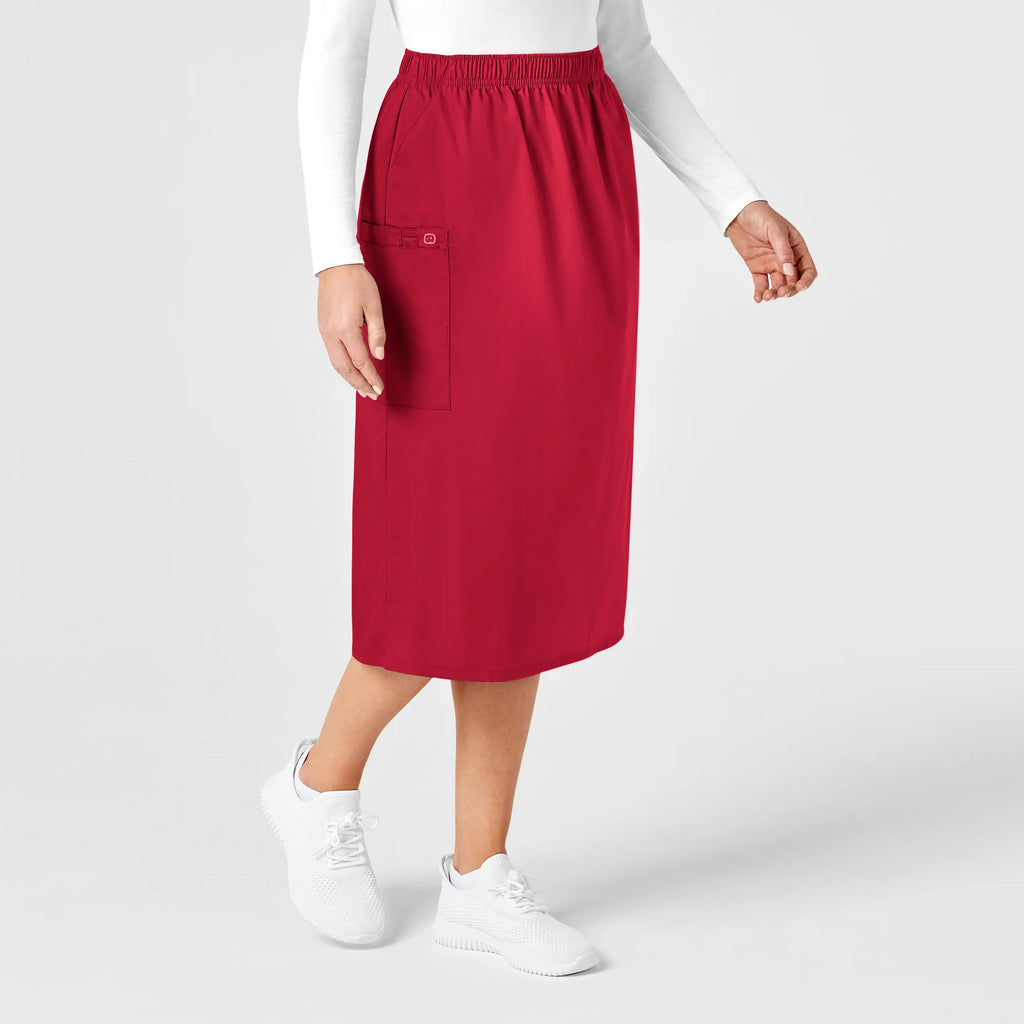 Wink Scrubs Women's Pull On Cargo Skirt Red | scrub-supply.com