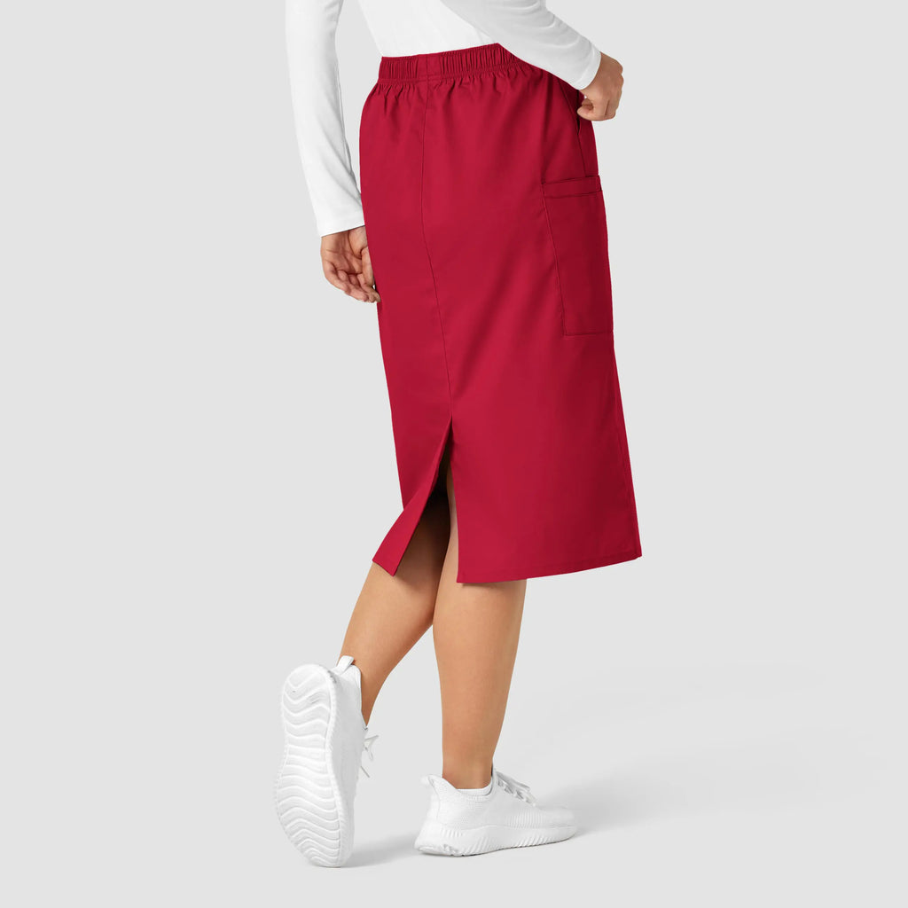 Wink Scrubs Women's Pull On Cargo Skirt Red | scrub-supply.com