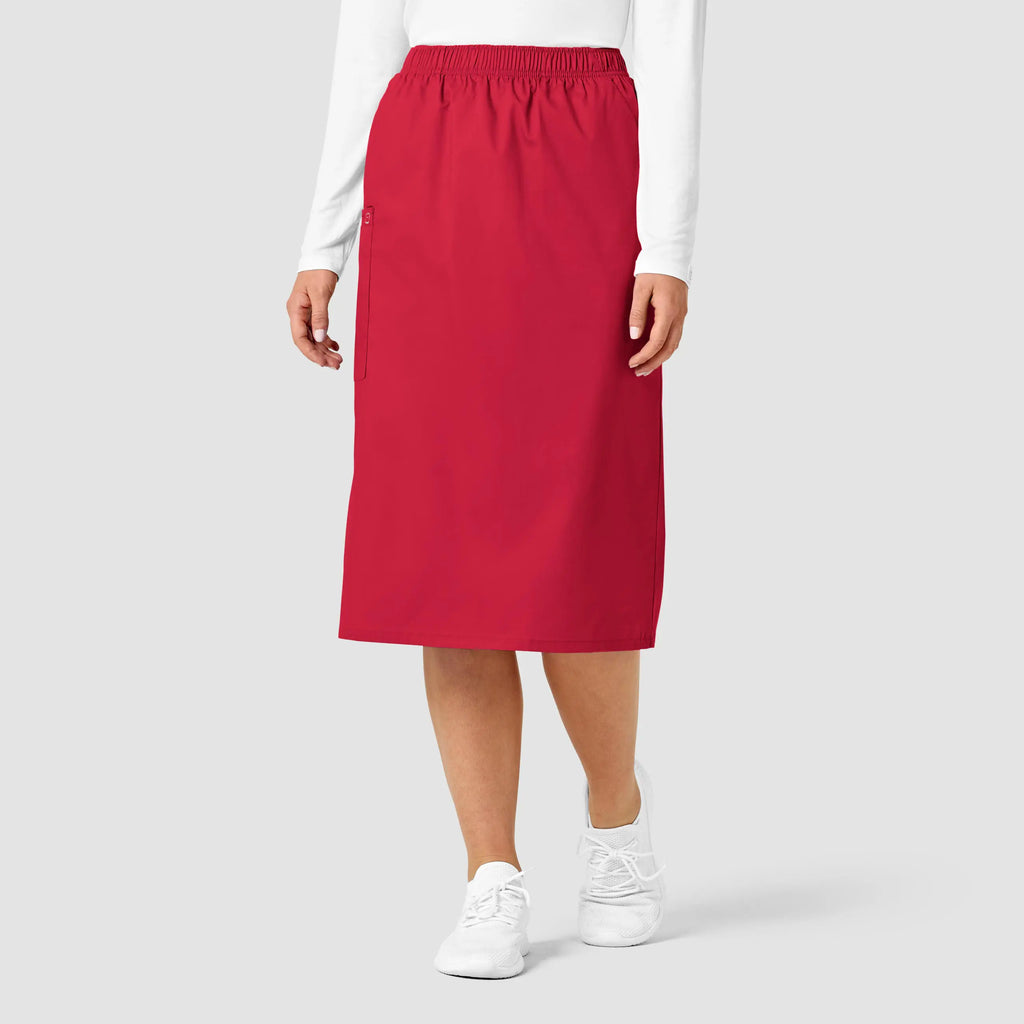 Wink Scrubs Women's Pull On Cargo Skirt Red | scrub-supply.com