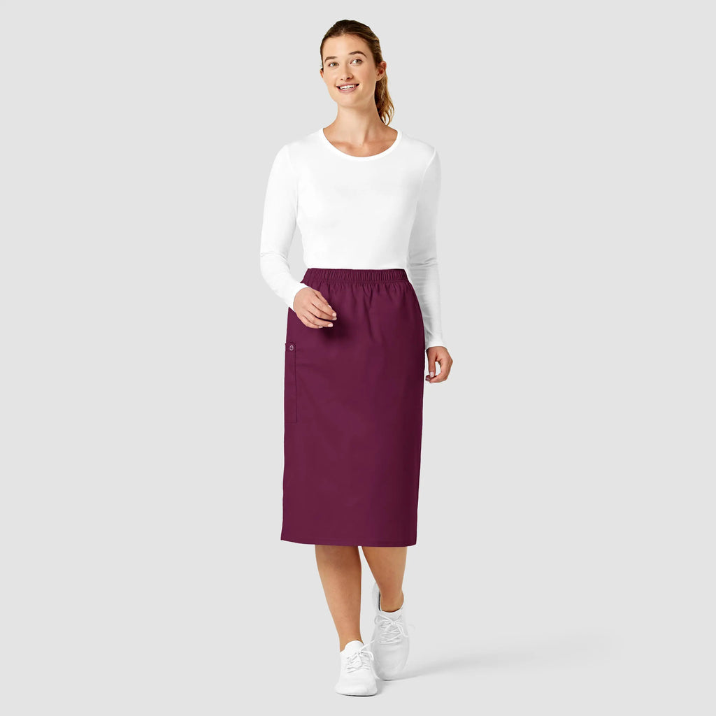 Wink Scrubs Women's Pull On Cargo Skirt Wine | scrub-supply.com