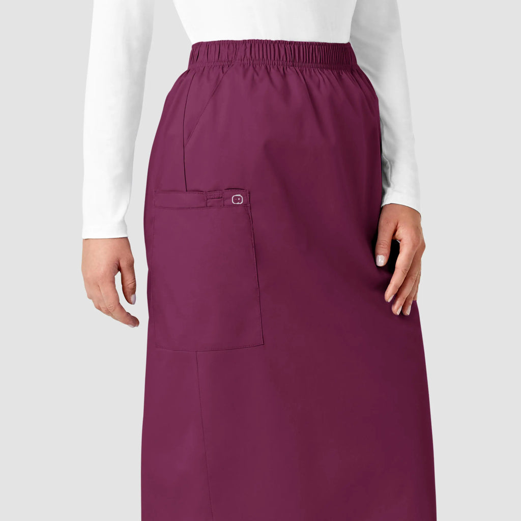 Wink Scrubs Women's Pull On Cargo Skirt Wine | scrub-supply.com