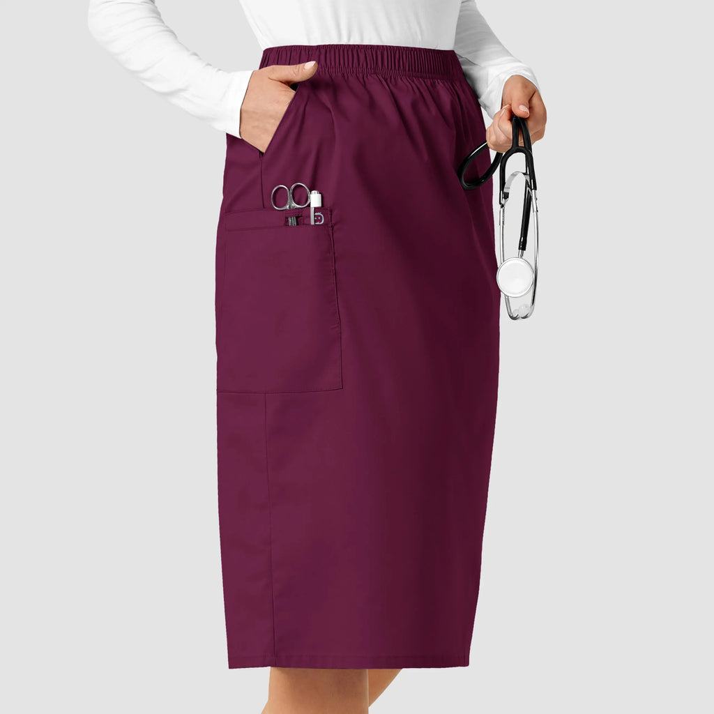 Wink Scrubs Women's Pull On Cargo Skirt Wine | scrub-supply.com