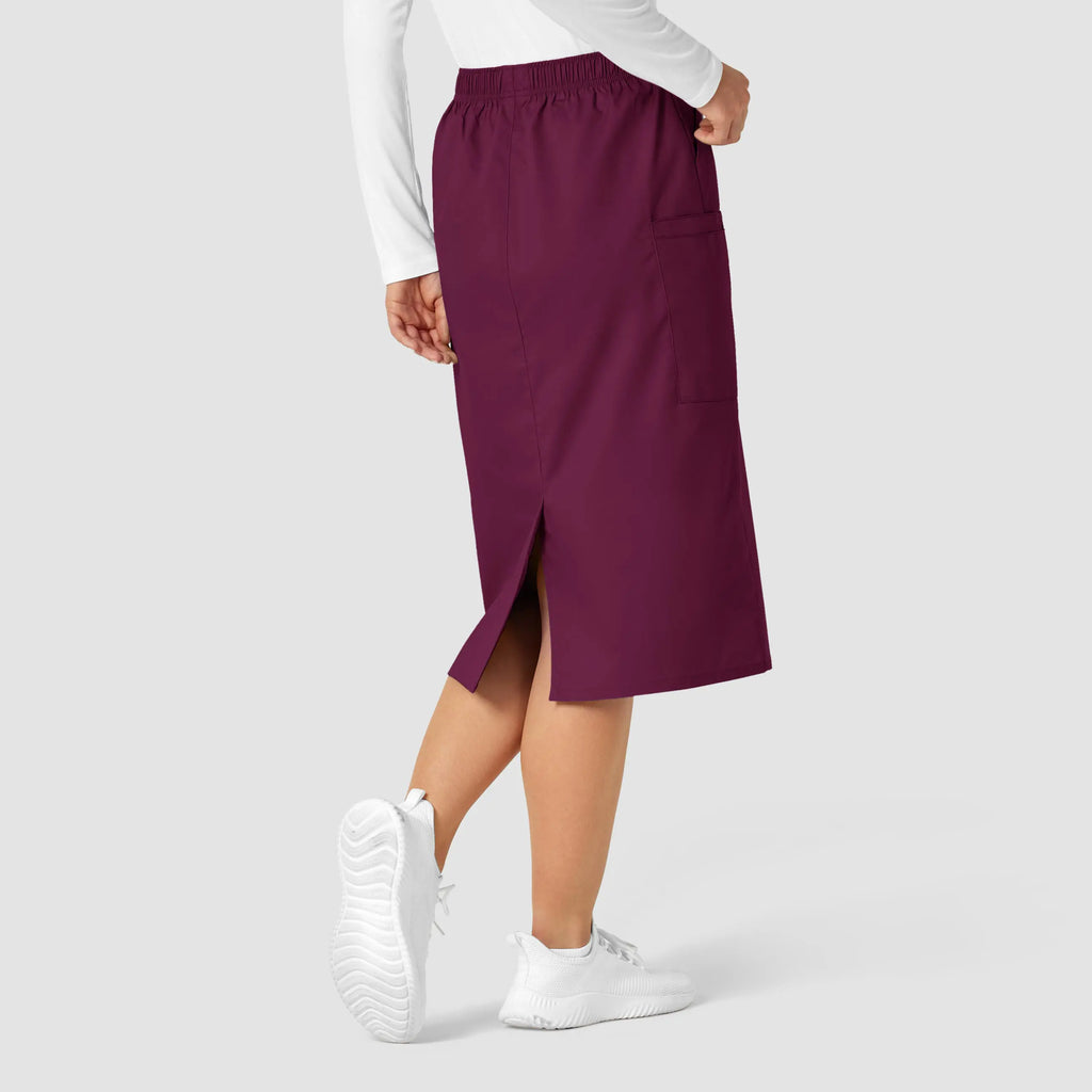 Wink Scrubs Women's Pull On Cargo Skirt Wine | scrub-supply.com