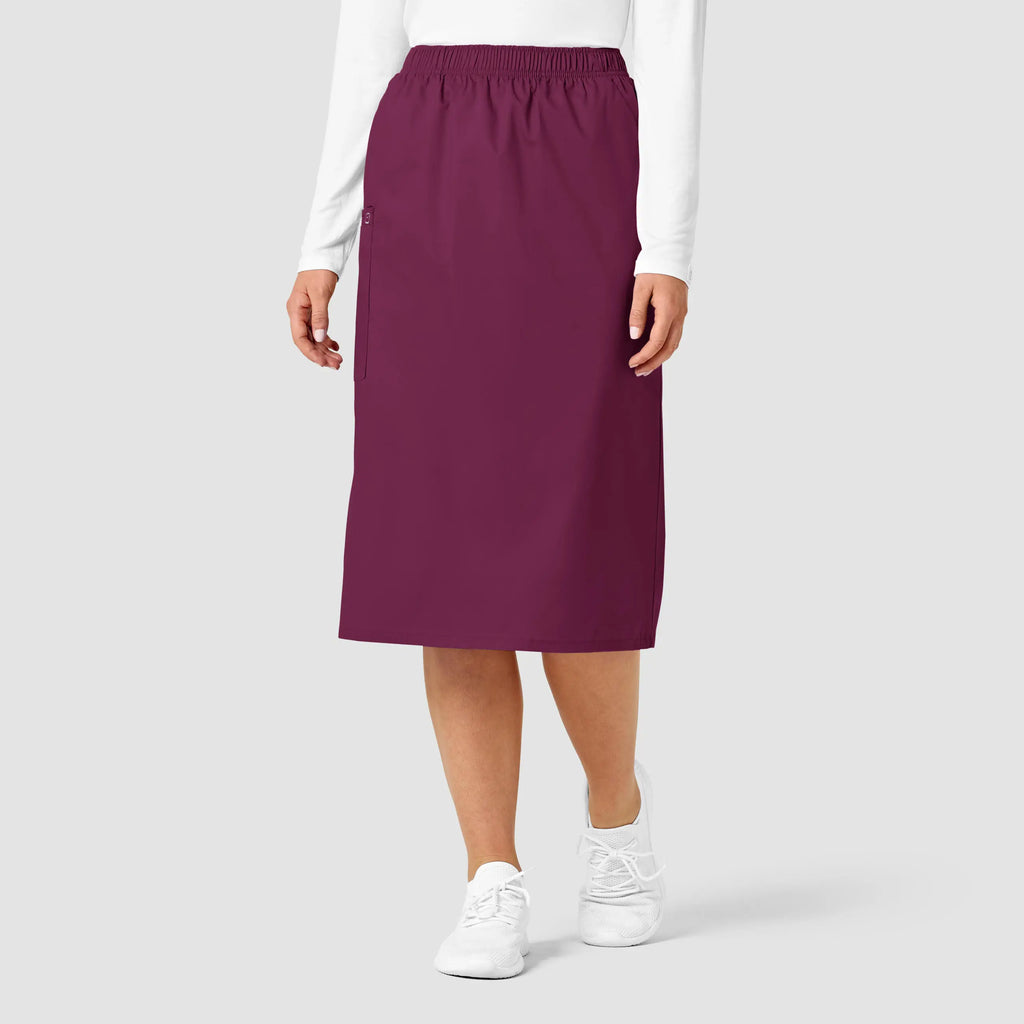 Wink Scrubs Women's Pull On Cargo Skirt Wine | scrub-supply.com