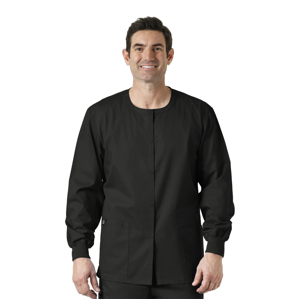 Wink Scrubs Unisex Snap Front Jacket Black | scrub-supply.com