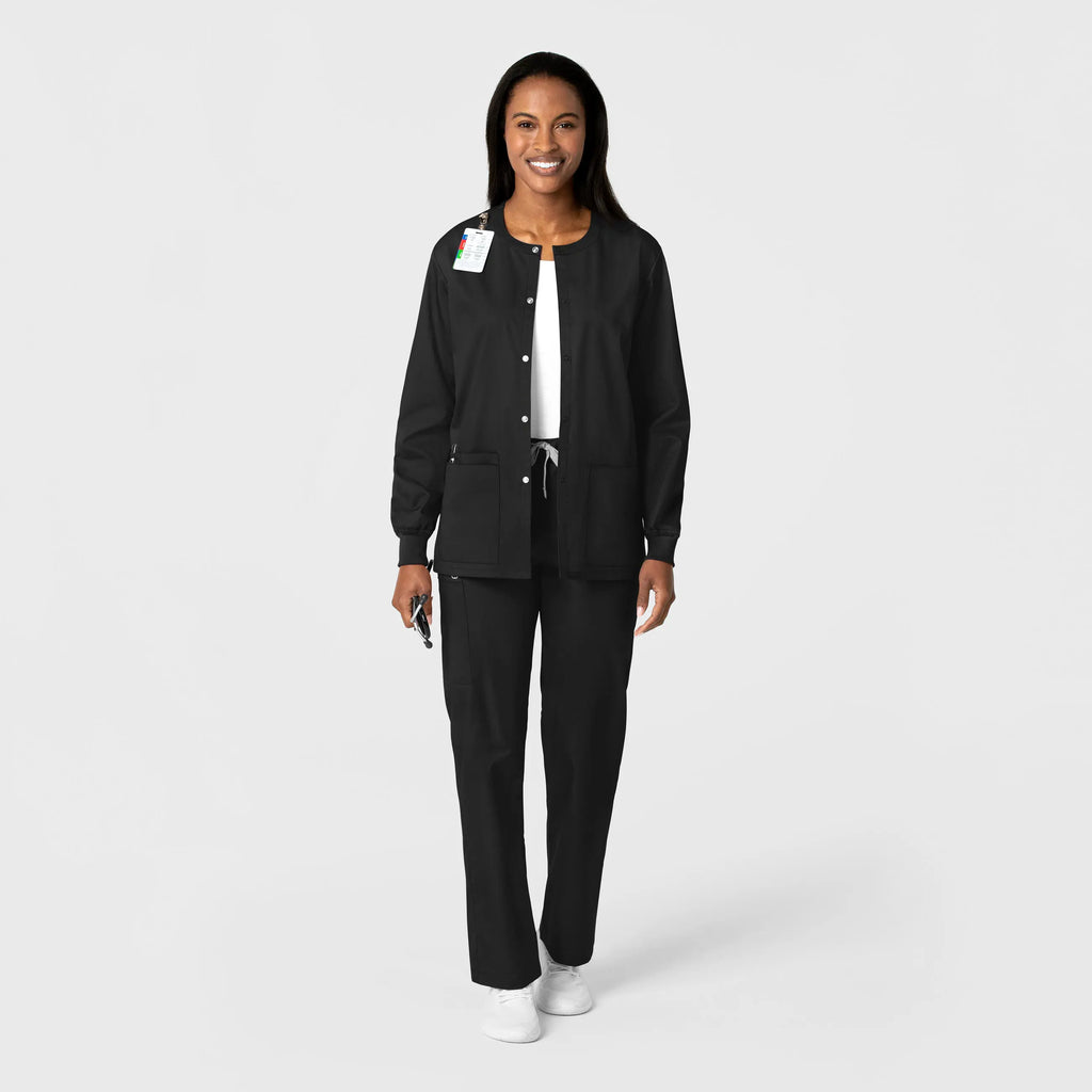 Wink Scrubs Unisex Snap Front Jacket Black | scrub-supply.com