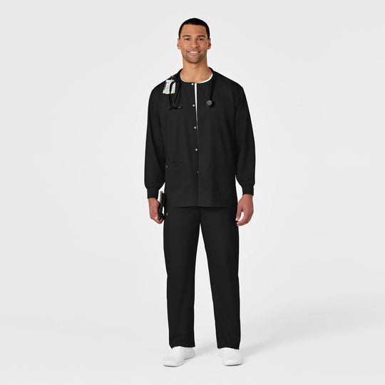 Wink Scrubs Unisex Snap Front Jacket Black | scrub-supply.com