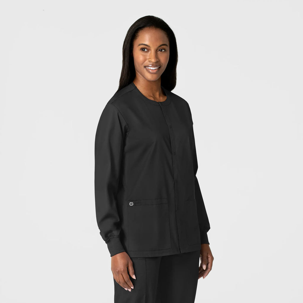 Wink Scrubs Unisex Snap Front Jacket Black | scrub-supply.com