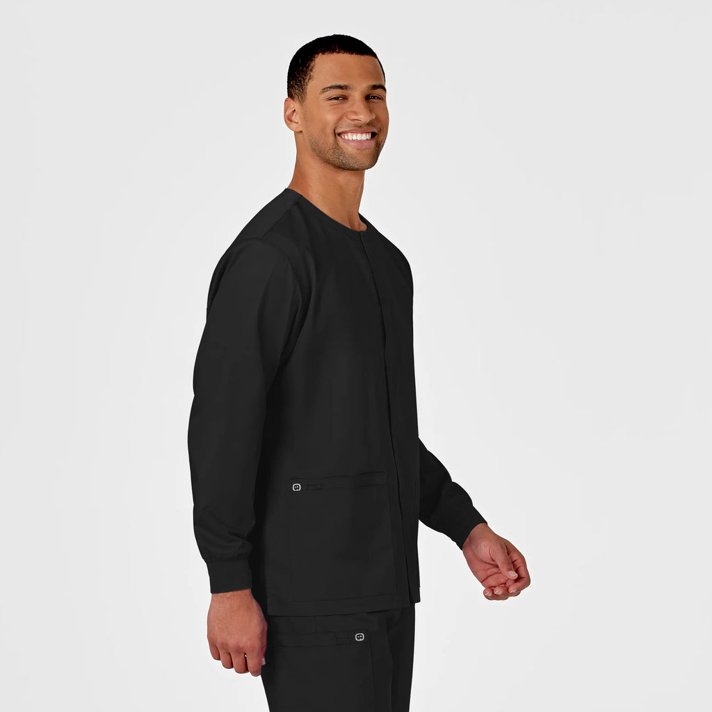 Wink Scrubs Unisex Snap Front Jacket Black | scrub-supply.com