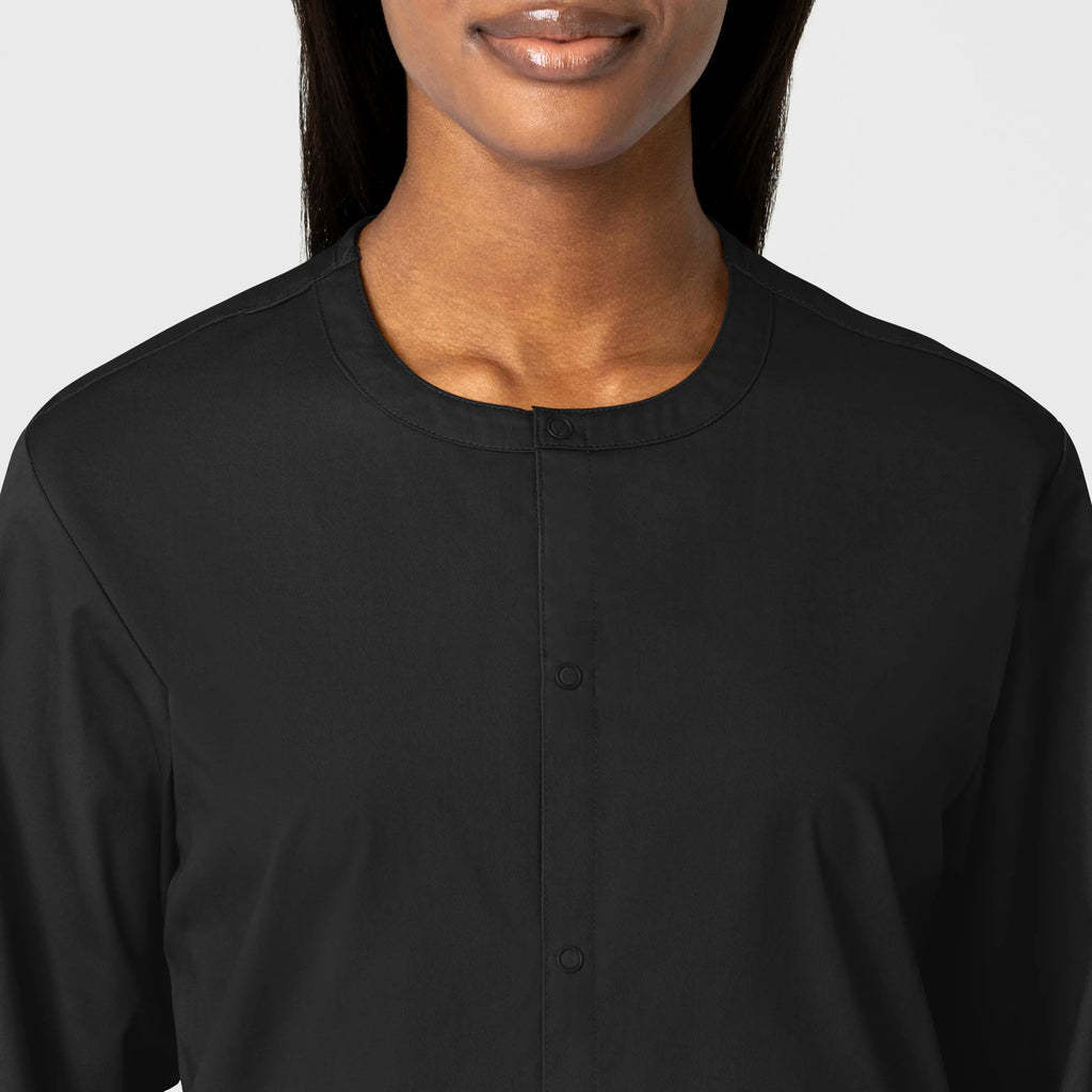 Wink Scrubs Unisex Snap Front Jacket Black | scrub-supply.com