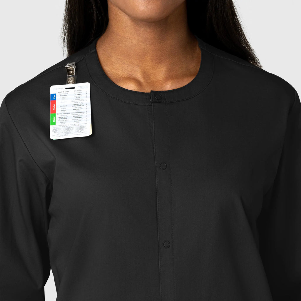 Wink Scrubs Unisex Snap Front Jacket Black | scrub-supply.com