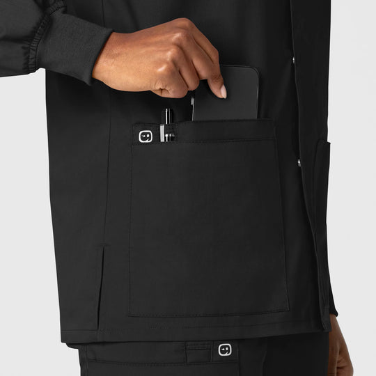 Wink Scrubs Unisex Snap Front Jacket Black | scrub-supply.com