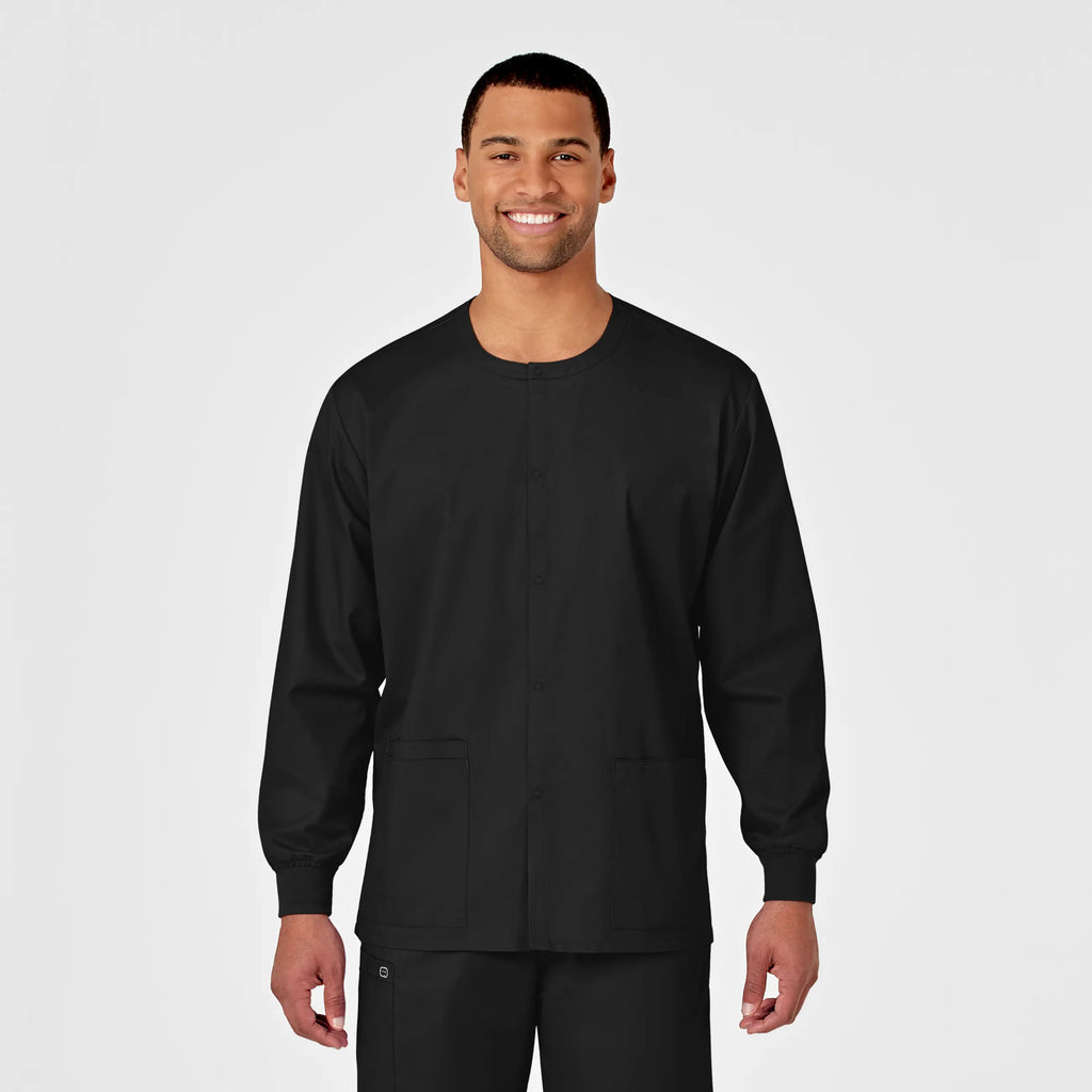 Wink Scrubs Unisex Snap Front Jacket Black | scrub-supply.com