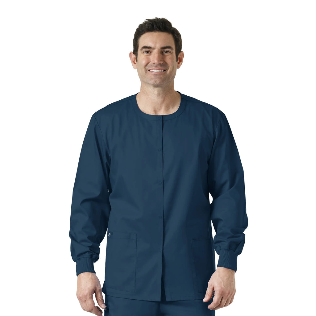 Wink Scrubs Unisex Snap Front Jacket Caribbean Blue | scrub-supply.com