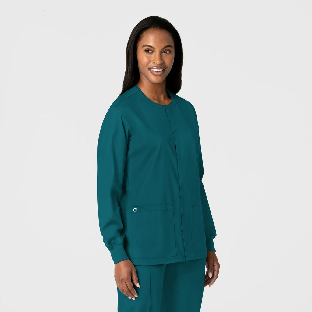 Wink Scrubs Unisex Snap Front Jacket Caribbean Blue | scrub-supply.com