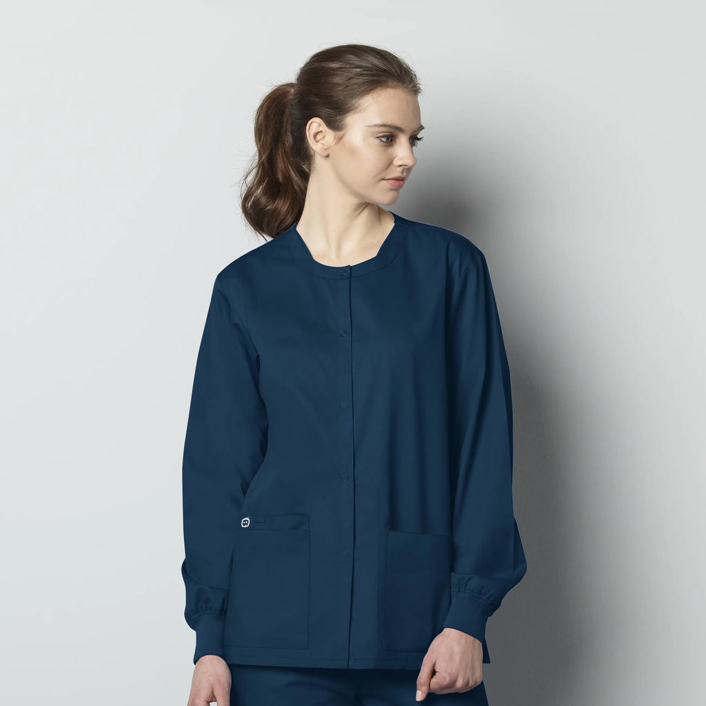 Wink Scrubs Unisex Snap Front Jacket Caribbean Blue | scrub-supply.com