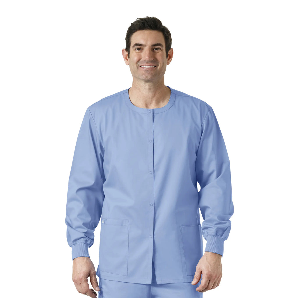 Wink Scrubs Unisex Snap Front Jacket Ceil Blue | scrub-supply.com