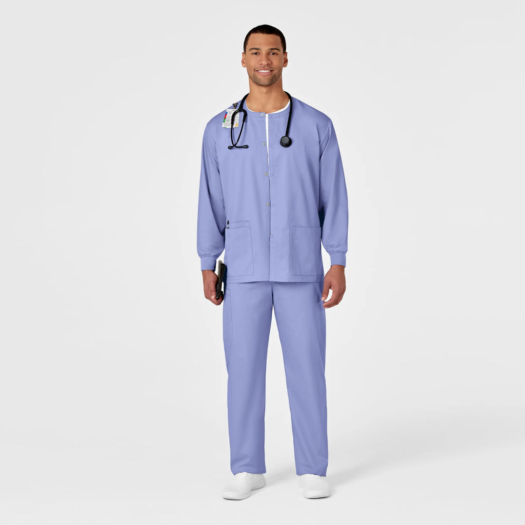 Wink Scrubs Unisex Snap Front Jacket Ceil Blue | scrub-supply.com