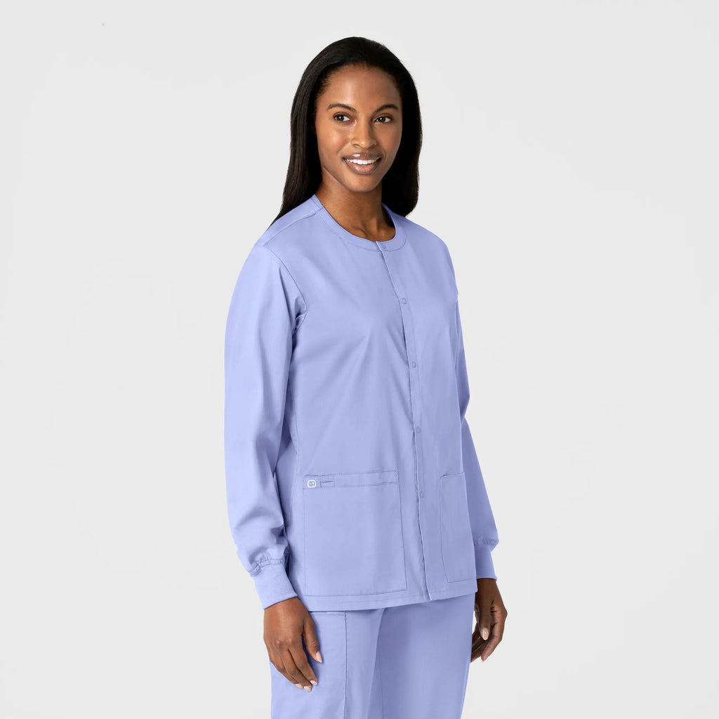 Wink Scrubs Unisex Snap Front Jacket Ceil Blue | scrub-supply.com