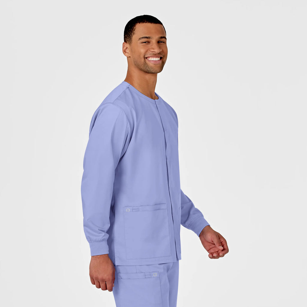 Wink Scrubs Unisex Snap Front Jacket Ceil Blue | scrub-supply.com