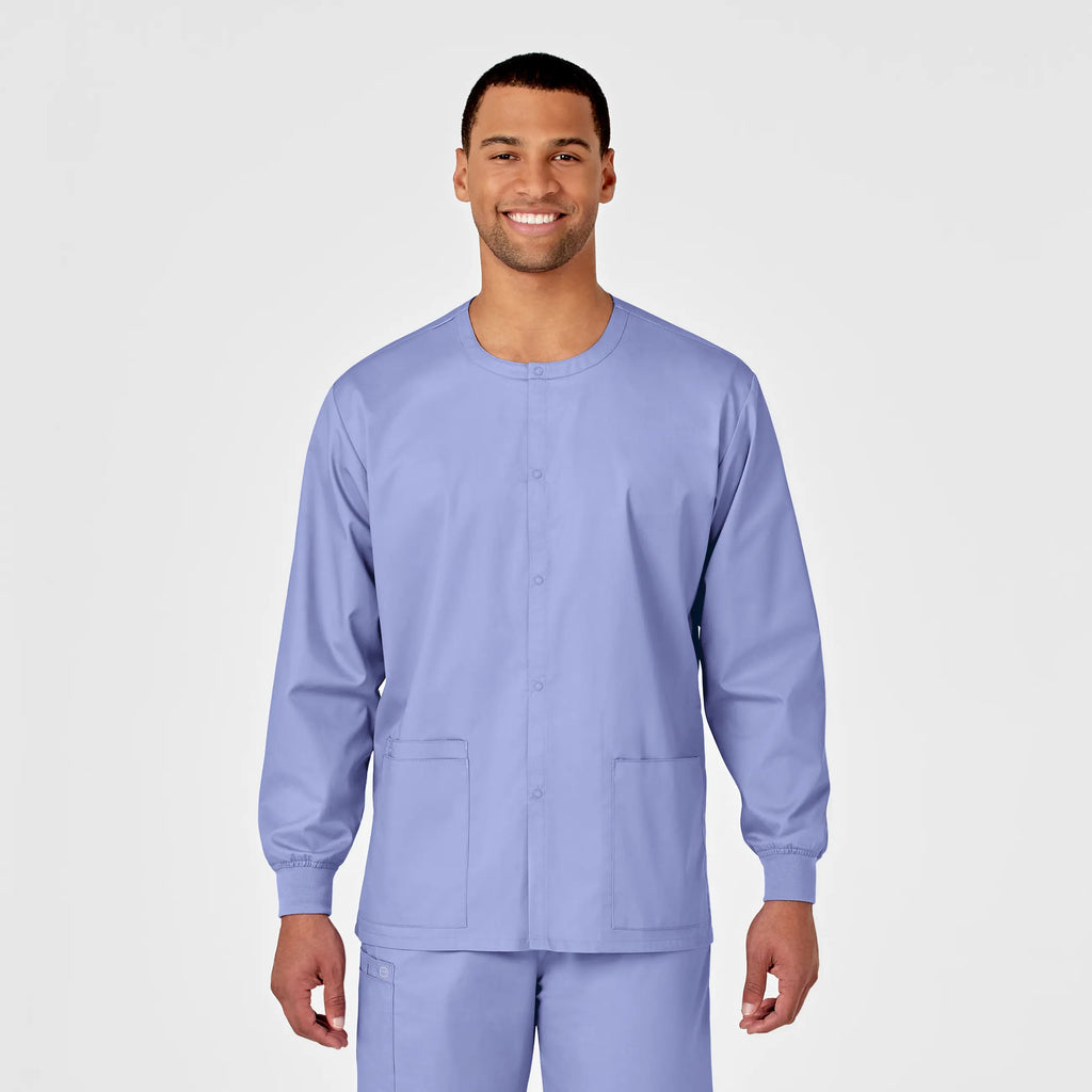 Wink Scrubs Unisex Snap Front Jacket Ceil Blue | scrub-supply.com