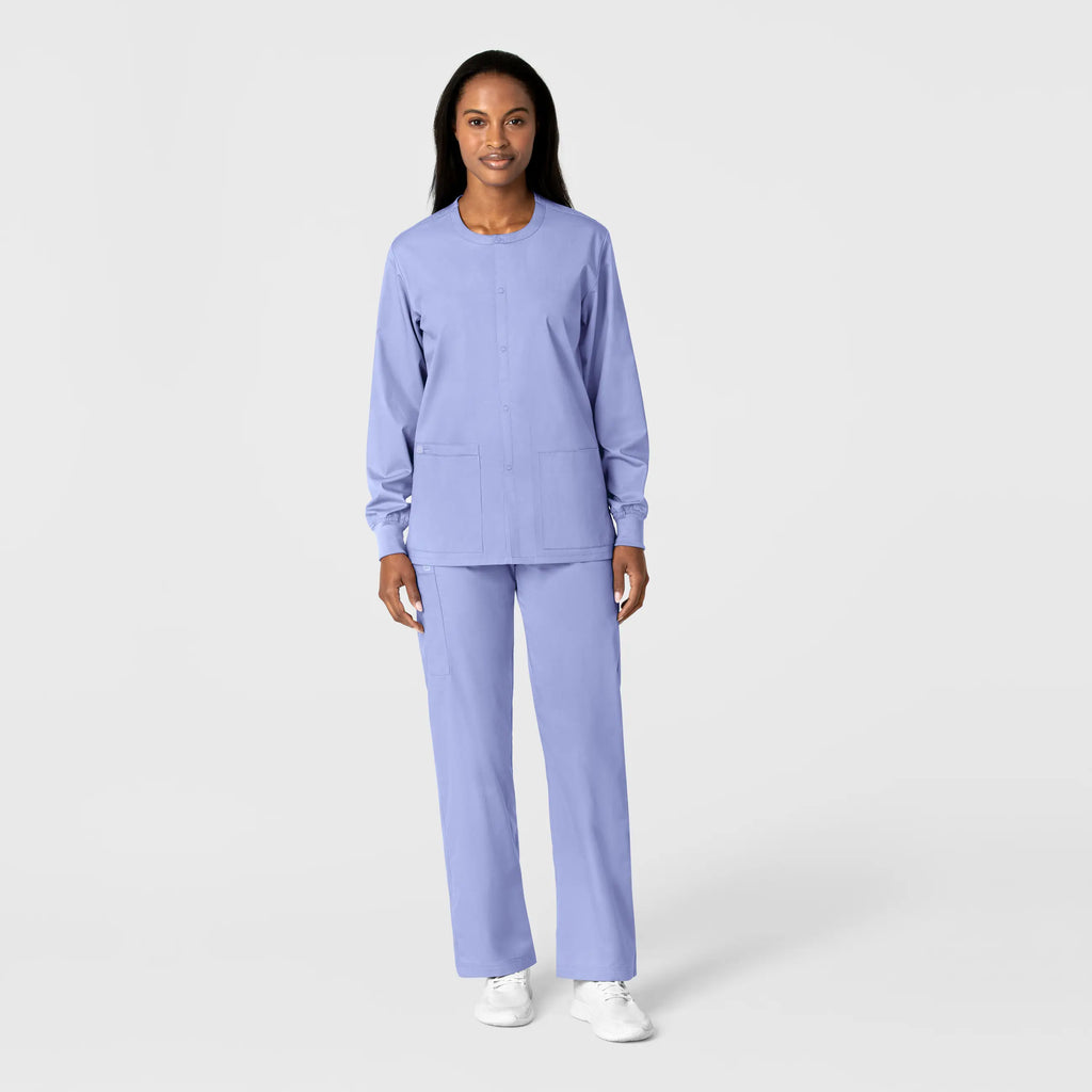 Wink Scrubs Unisex Snap Front Jacket Ceil Blue | scrub-supply.com